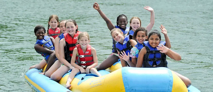 Kids in banana boat